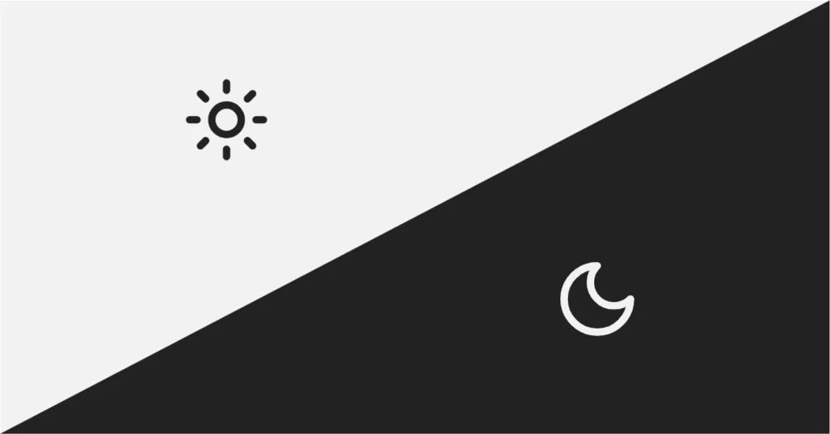 Une image avec deux icones, l'une en haut à droite est un soleil et l'autre en bas en gauche est une lune.